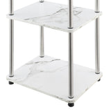 Designs2Go No Tools 3-Tier End Table, Faux White Marble/Chrome