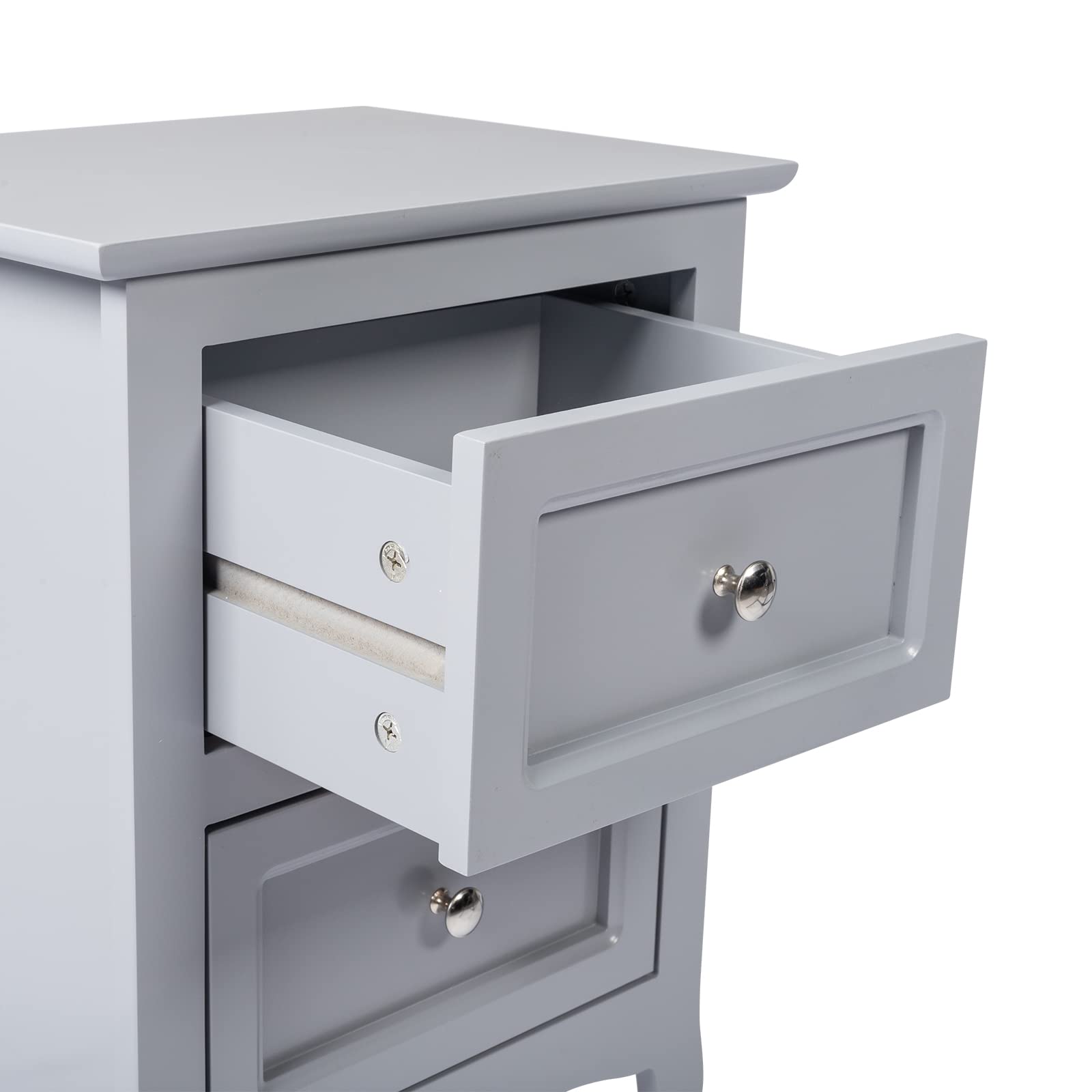 Grey Nightstand Set of 2 for Bedroom, Vintage Small Night Stand with Drawers