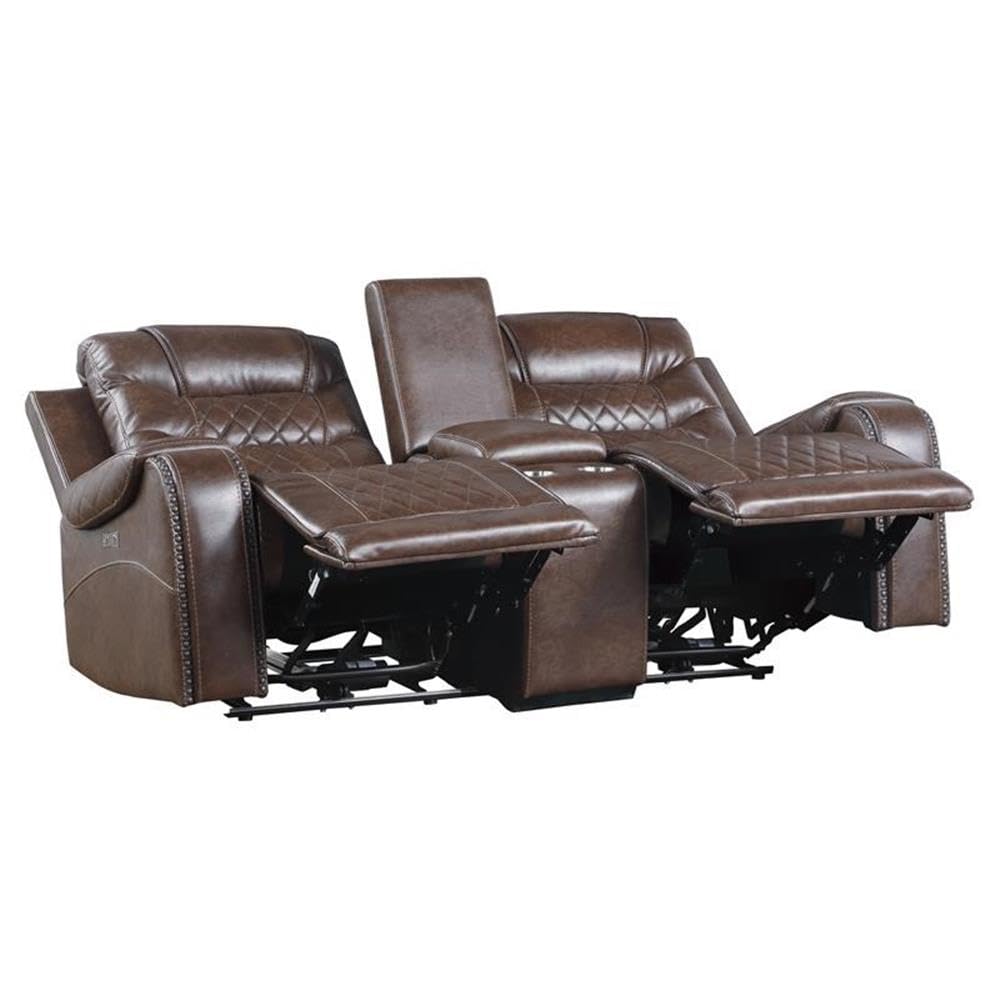 Derringer Wall Hugger Power Double Reclining Loveseat, Brown