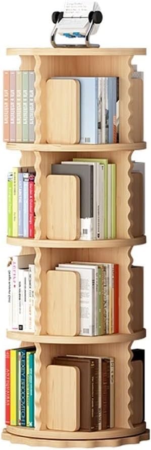 Bedroom Book Shelf Bookcase Pine Rotating Bookshelf Floor Solid Wood Simple Home