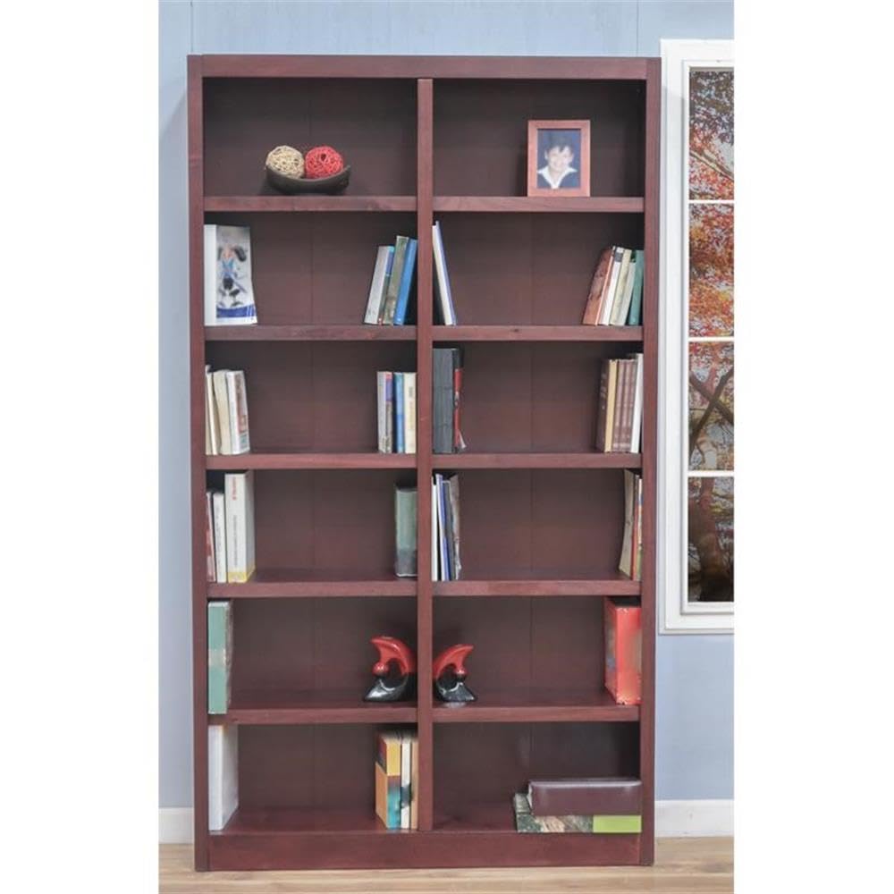 2-Piece 12-Shelf Traditional Wood Double Wide Bookcase Set