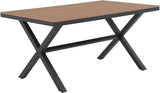 Aluminum Outdoor Dining Table for 6 Person with X-Shape Legs & Adjustable Feet