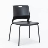 Black Waiting Room Chairs Set of 4, Lightweight Plastic Chairs with No Wheels,