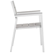 Maine 5 Piece Outdoor Patio Dining Set in White Light Gray