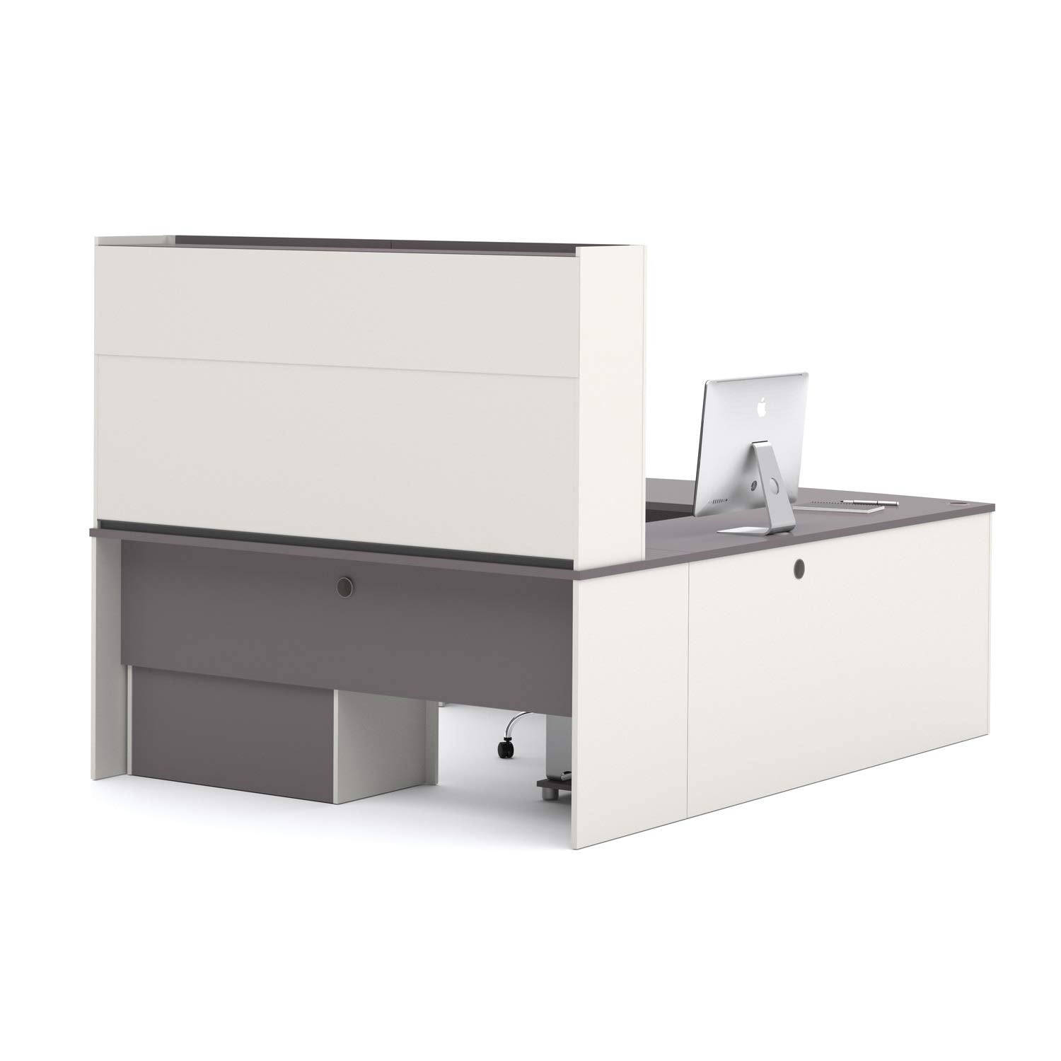 Connexion U-Shaped Executive Desk with Lateral File Cabinet and Hutch, 72W
