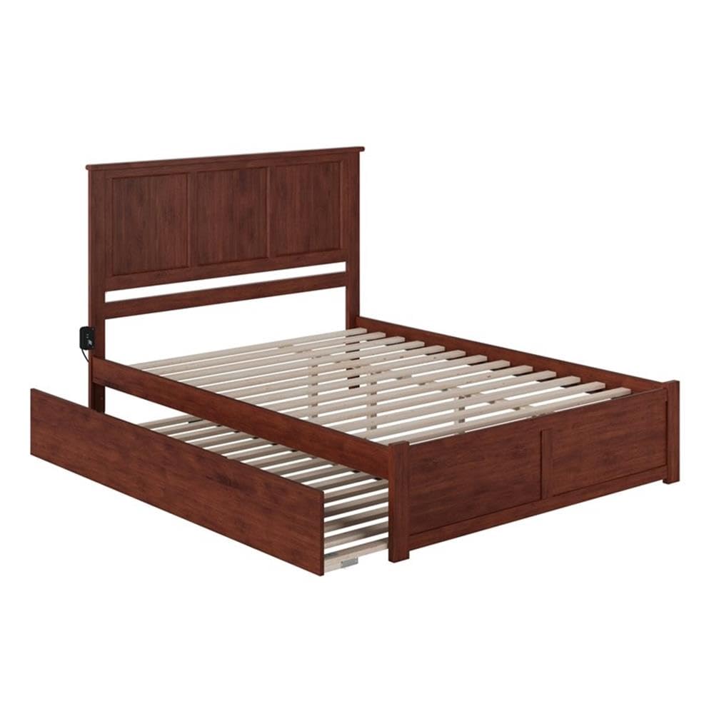 Wood Bed with Twin XL Trundle in Walnut