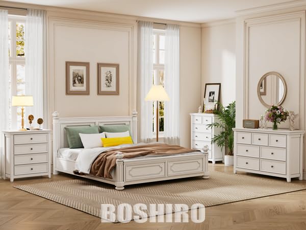 White Dresser for Bedroom, White 7-Drawer Dresser, Modern 7 Chest of Drawers