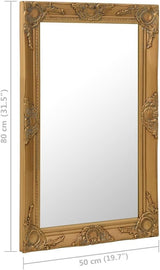 Wall Mounted Baroque Style Mirror 19.7"x31.5" in Gold, Ornately Designed