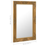 Wall Mounted Baroque Style Mirror 19.7"x31.5" in Gold, Ornately Designed