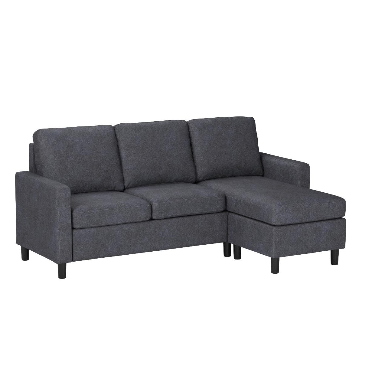 79 Inch Convertible Sectional Sofa Couch, Modern Linen Fabric L-Shaped