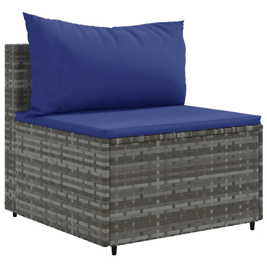 7 Piece Patio Lounge Set - Gray PE Rattan - Cushions Included