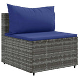 7 Piece Patio Lounge Set - Gray PE Rattan - Cushions Included