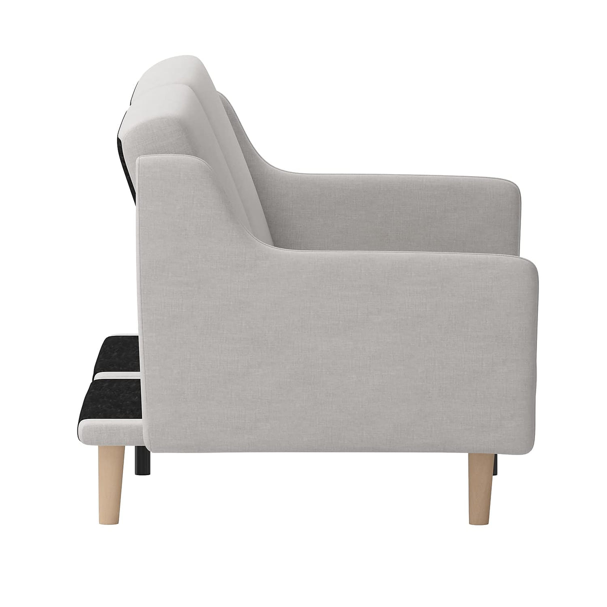 Delphine Convertible Split Back Sofa Futon - Gray Faux Linen Upholstery