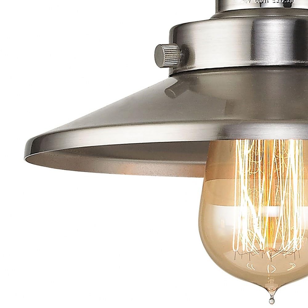 Elk Home English Pub Vanity Light - 2-Light in Satin Nickel Finish, with Satin Nickel Metal Shade, Transitional Style