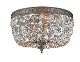 Clear Italian Crystal English Bronze Flush Mount