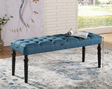 Leviton Fabric Tufted Turned Leg Dining Bench, One Size,