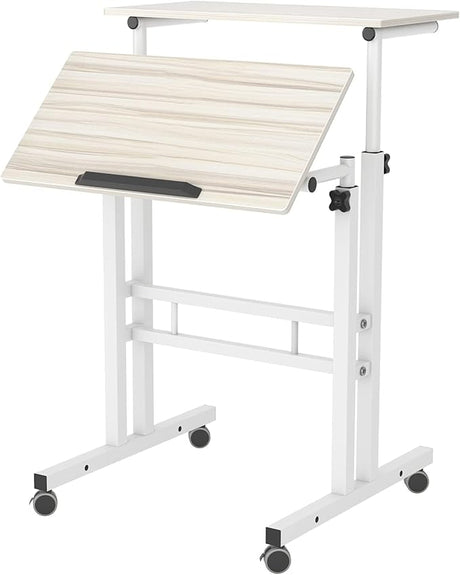 Mobile Stand Up Desk, 24 inch Laptop Computer Desk Adjustable Standing Home Office