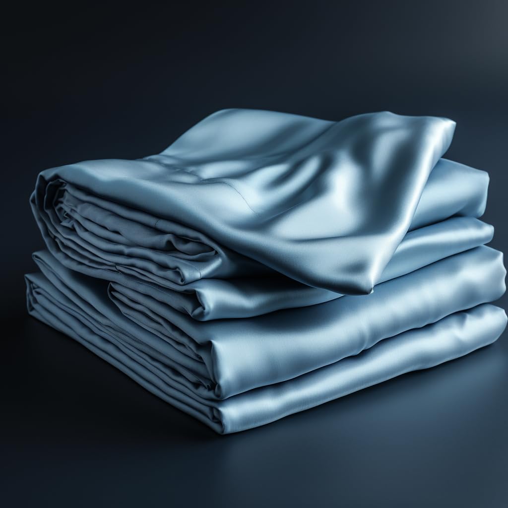 Lunar - Pure 100 Percent Rayon Derived from Bamboo Bed Sheet Set w/Corner Straps, for Hot Sleepers, Soft, Lightweight, Extra Deep Pockets 18” (One Set) (Glacier Blue, Split King)