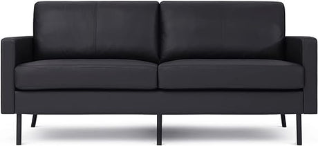 70" Top-Grain Leather Sofa, 2-Seat Upholstered Loveseat Sofa Modern Couch