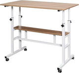 Mobile Standing Desk, Adjustable Computer Desk Rolling Laptop Cart on Wheels Home Office Computer Workstation, Portable Laptop Stand Tall Table for Standing or Sitting, Black, 39.4" x 23.6"