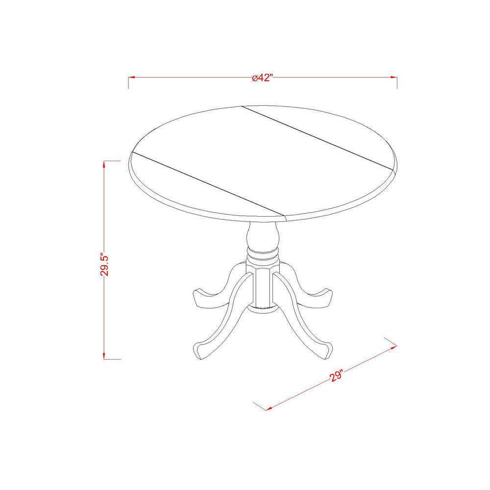 Dublin 5 Piece Dining Set for 4 Includes a Round Kitchen Table with Dropleaf and 4 Linen Fabric Upholstered Dinette Chairs,