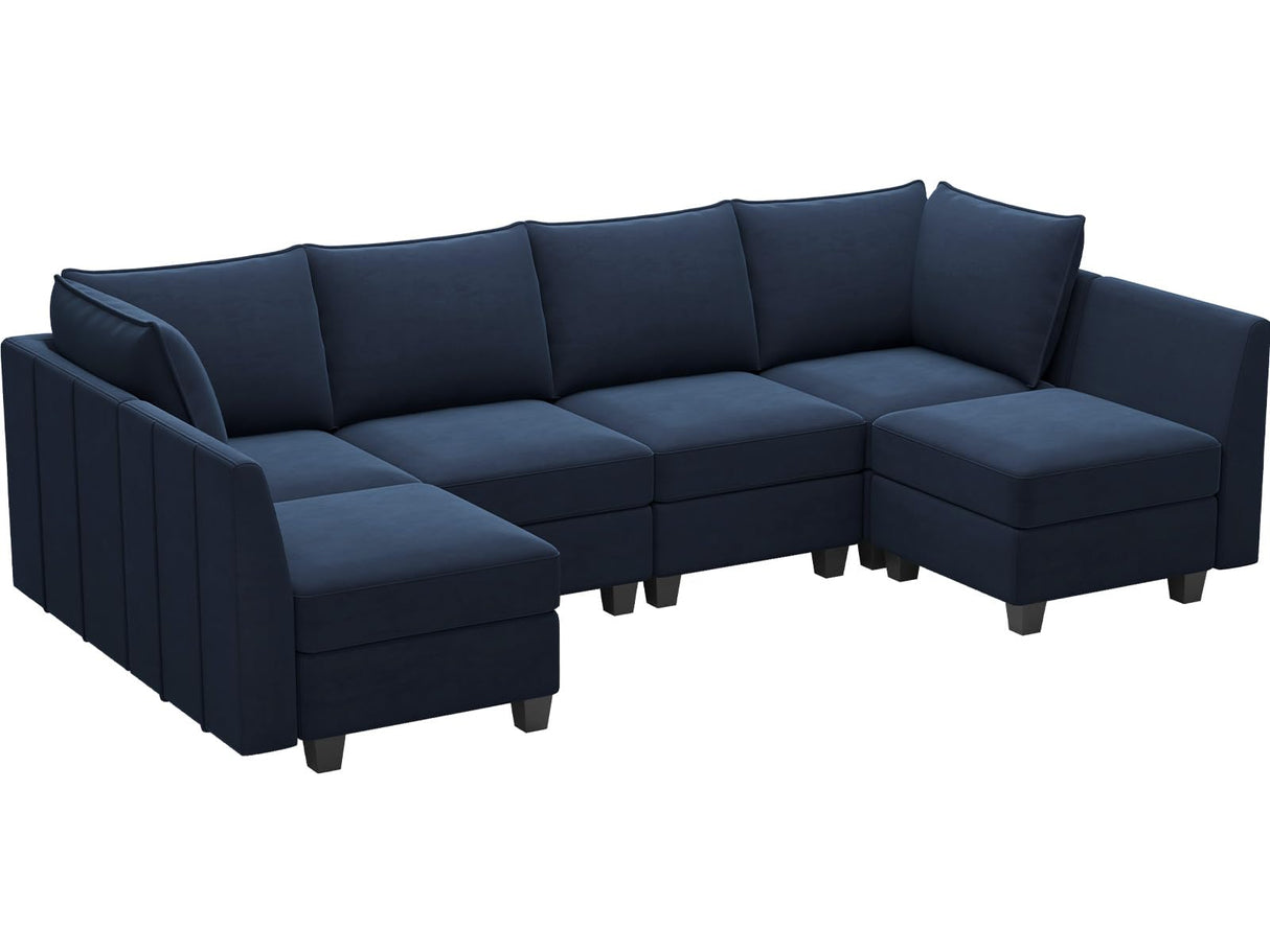 Modular U Shaped Couch Velvet Sectional Sofa with Storage Modular Couch with Chaises,