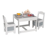 Table and Chairs, 3 in 1 Kids Wooden Activity Table Set with Storage Drawer, Detachable