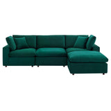 Commix Down-Filled Overstuffed Performance Velvet 4-Piece Sectional