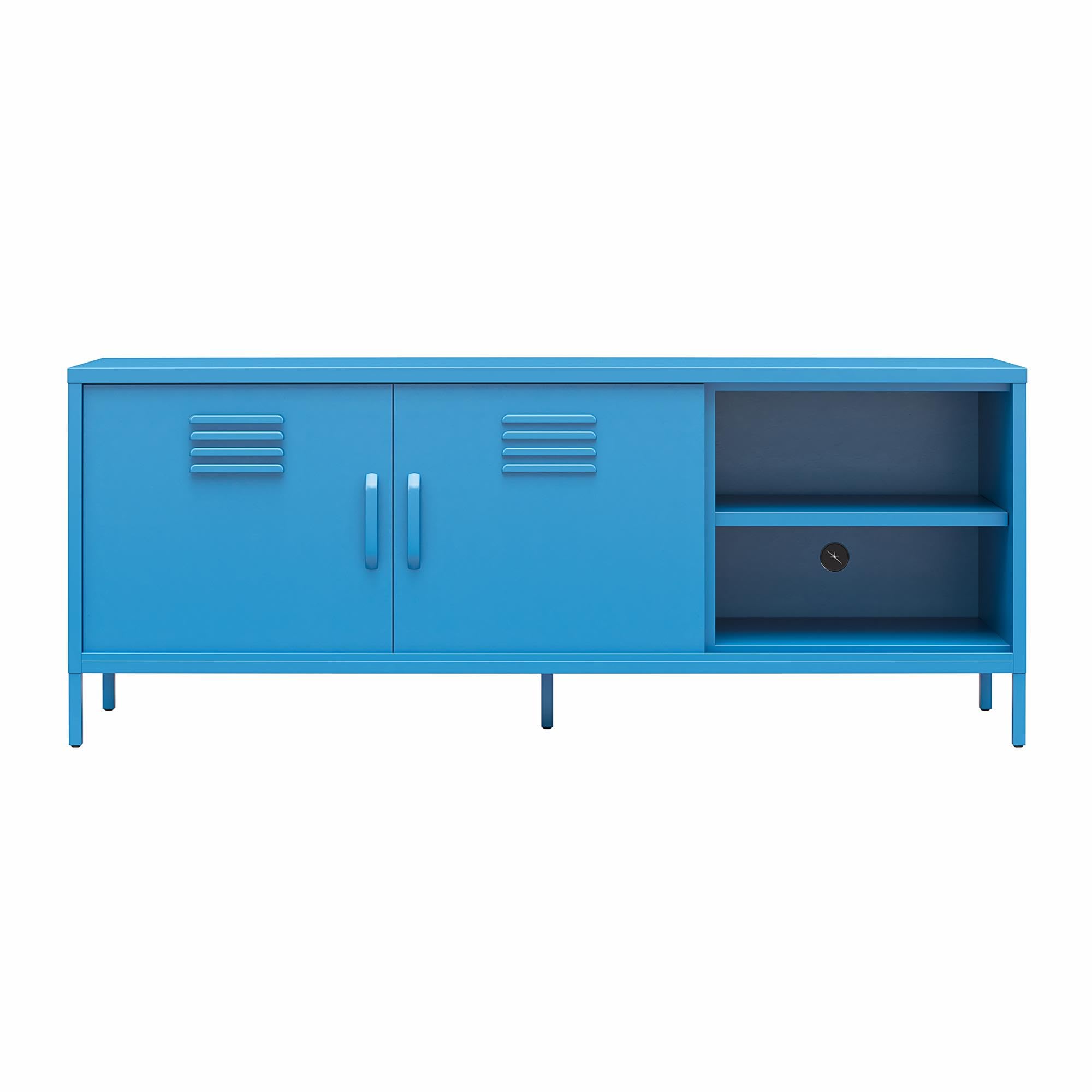 Cache Metal Locker-Style TV Stand for TVs up to 65", Bright Blue