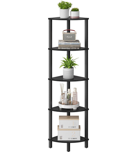 Corner Shelf, 5-Tier Corner Bookshelf, Industrial Corner Ladder Shelf,