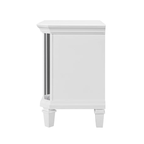 Marco White Metallic 2-Drawer Nightstand Mirrored Accents