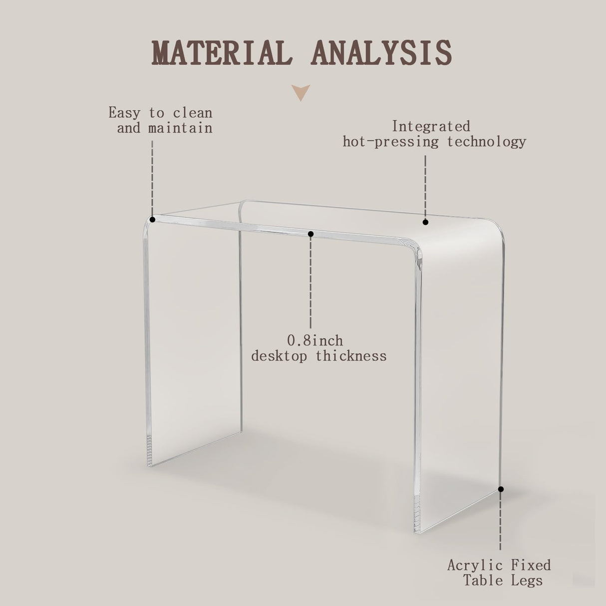 Acrylic Console Table, 37.5” D x 15.25” W x 29.25” H Modern Entryway Table for Hallway