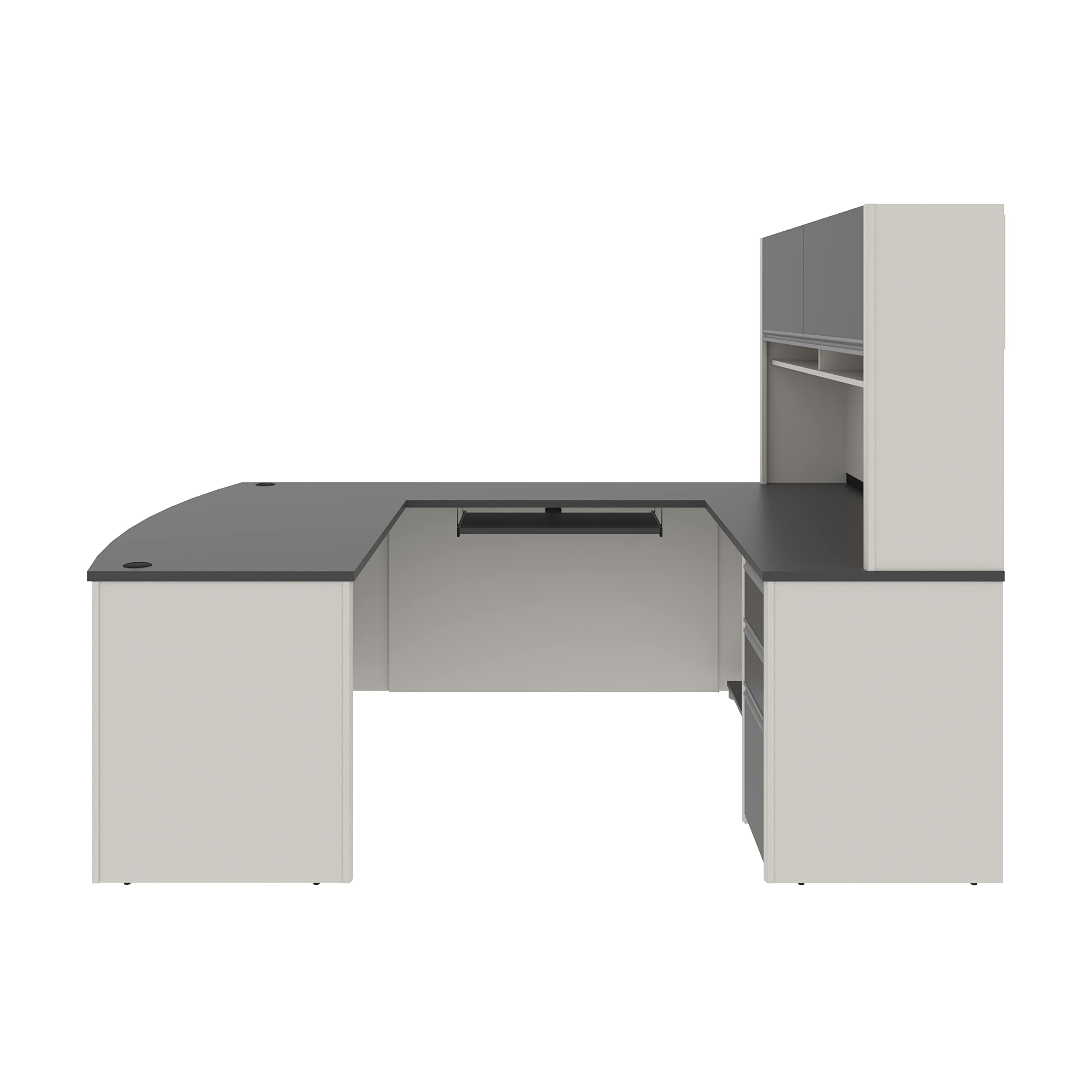 Connexion U-Shaped Workstation with Three Drawers, 72W, Slate/Sandstone