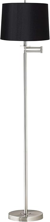 Modern Swing Arm Floor Lamp Standing 60 1/2" Tall Brushed Nickel Silver Adjustable