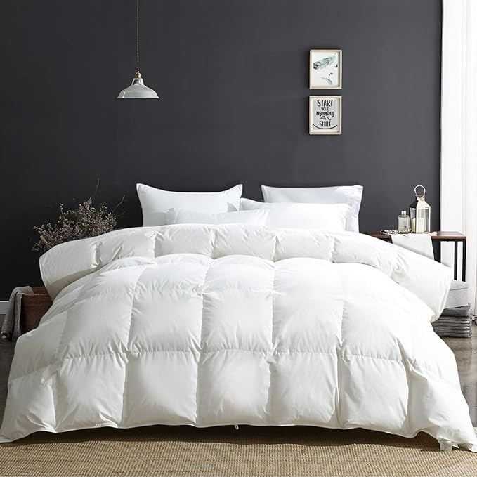 Oversized King Luxury 100% Organic Cotton All Season Feathers Down Comforter 750 Fill