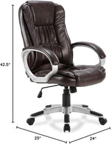 New Brown Executive Ergonomic Office Chair PU Leather High Back Computer Desk