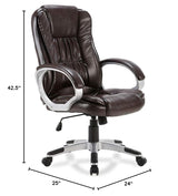 New Brown Executive Ergonomic Office Chair PU Leather High Back Computer Desk