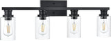 6 Light Classic Bathroom Vanity Lighting Fixture,Matte Black Indoor Metal Wall Mount Light