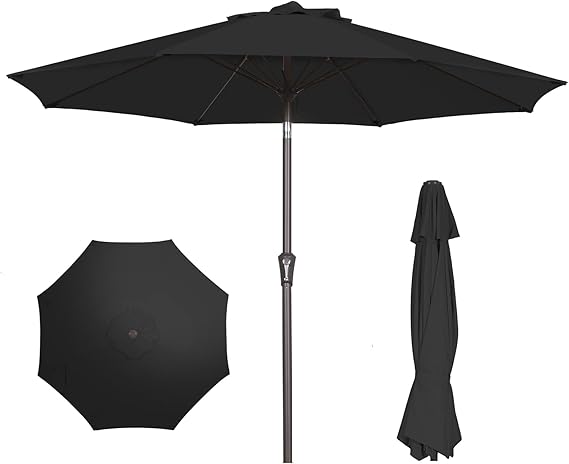 9FT Patio Umbrella Outdoor Market Umbrella with Push Button Tilt and Crank