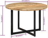 vidaXL Mango Wood Dining Table with Powder-Coated Iron Frame - Retro Style Versatile Dinner Table, 43.3" diameter