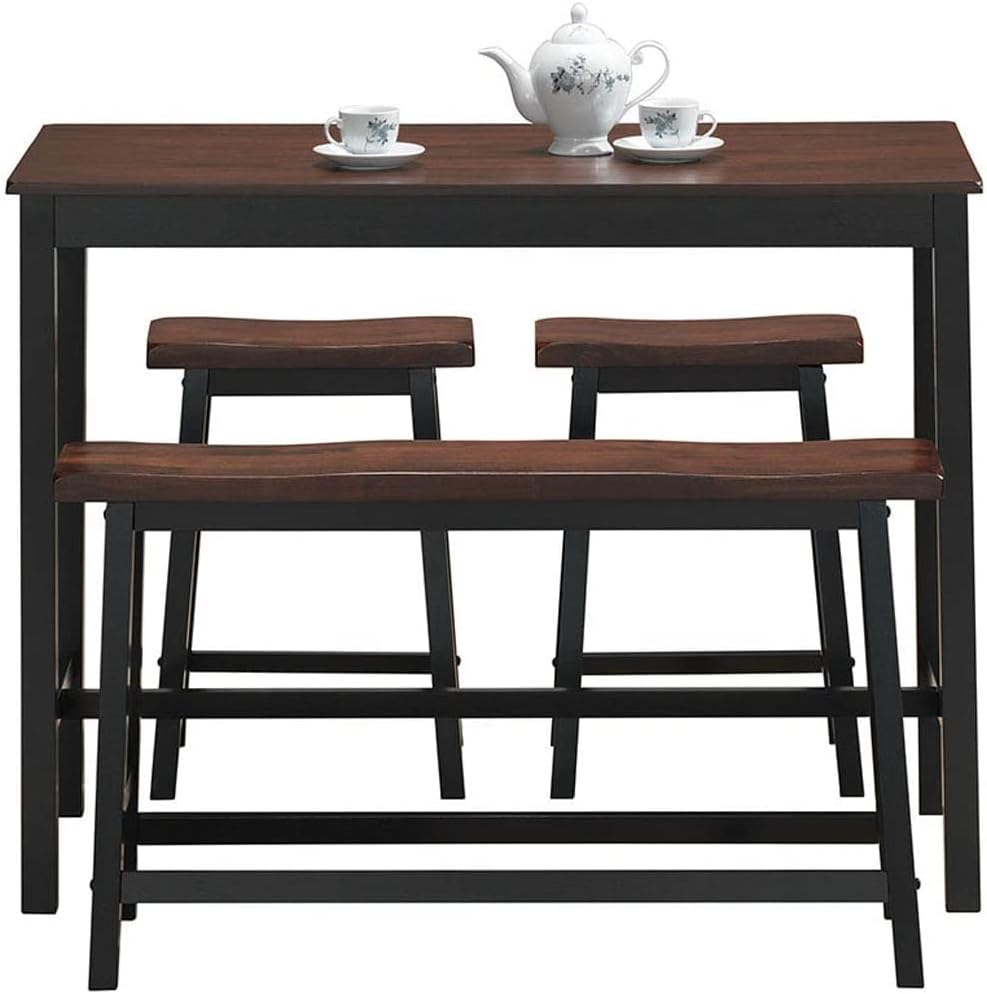 4-Piece Solid Wood Dining Table Set, Counter Height Table