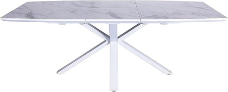 Expandable Dining Table for 6-8 Seat, Modern Rectangle Design with Extension Leaf for Kitchen Restaurant,