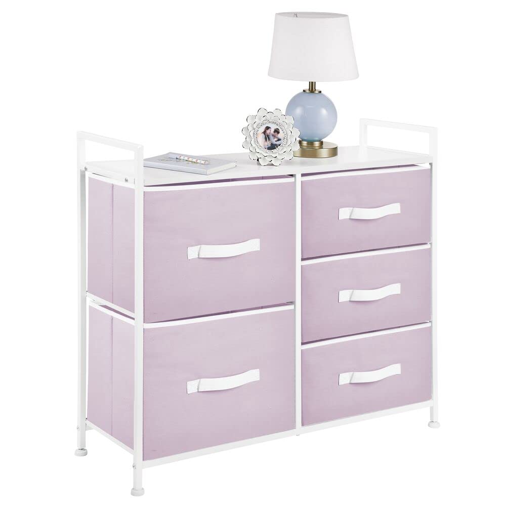 30.03" High Steel Frame/Wood Top Storage Dresser