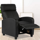 Chair for Living Room Padded Wide Seat Sofa PU Leather Reclining Chair with Footrest & Backrest, Wingback Heavy Duty Modern Single Sofa Home Theater Seating Easy Lounge, Black