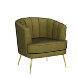 Modern Velvet Barrel Chair Accent Armchair with Golden Legs for Living Room Bedroom