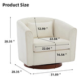 HANLIVES Swivel Accent Chair,Chenille Single Barrel Chairs with Wood Base Side,Comfy Swivel Accent Chair with Wide Upholstered for Living Room Bedroom(White)