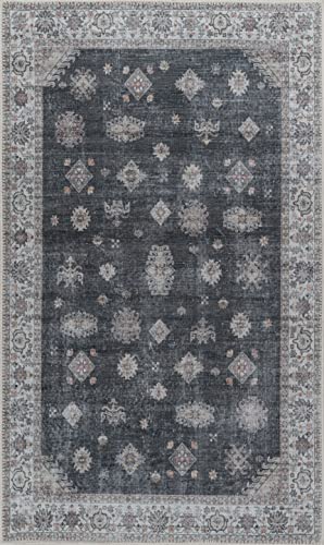 Machine Washable 9x12 Area Rug with Non Slip Backing for Living Room, Bedroom,