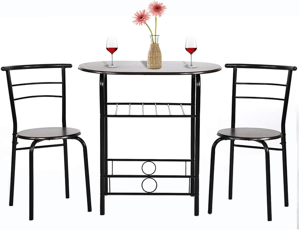 Dining Kitchen Table Dining Set Bar Breakfast Metal Frame 3 Piece Dining Room Table