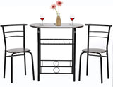 Dining Kitchen Table Dining Set Bar Breakfast Metal Frame 3 Piece Dining Room Table