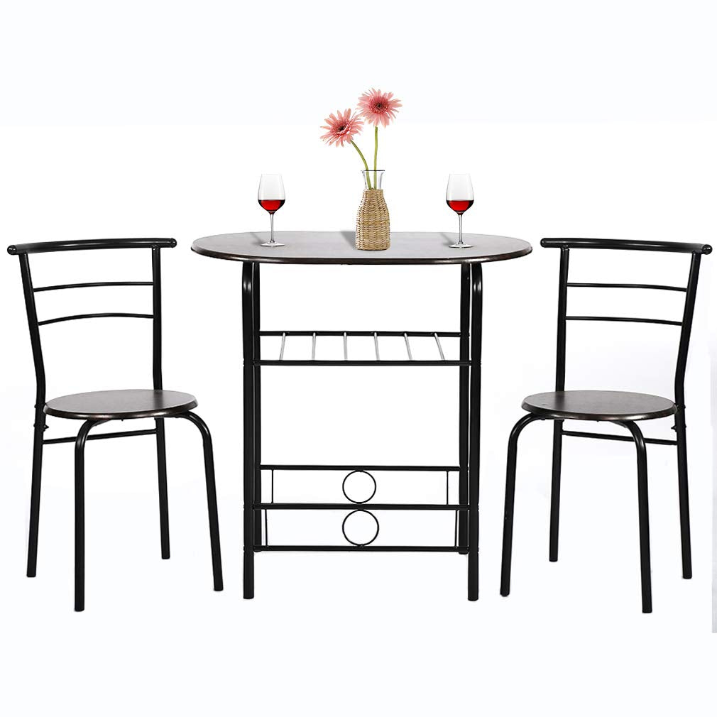 Dining Kitchen Table Dining Set Bar Breakfast Metal Frame 3 Piece Dining Room Table